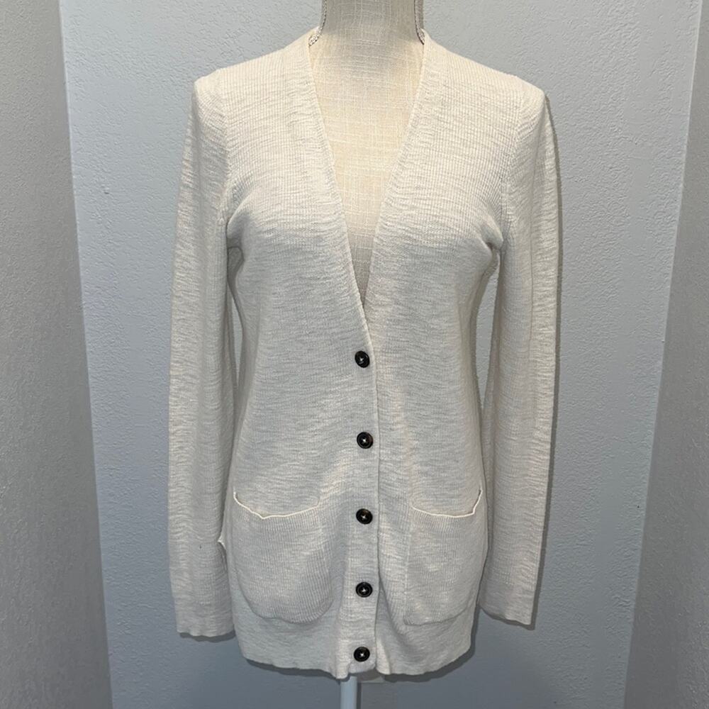 Madewell Five Button Two Pocket Cream Colored Cardigan - Size S